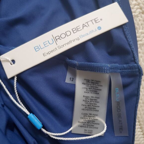 🌴 BLEU ROD BEATTIE  🌴 NEW! High Waist Shirred Bikini Bottom - [Size 12, Blue] - Picture 7 of 9